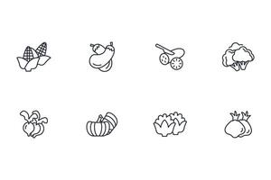 Vegetables icon set..Editable stroke.linear style sign for use web design,logo.Symbol illustration. vector