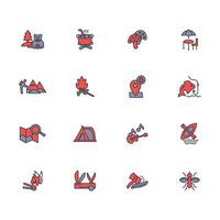 Camping icon set..Editable stroke.linear style sign for use web design,logo.Symbol illustration. vector