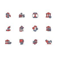 Bank icon set..Editable stroke.linear style sign for use web design,logo.Symbol illustration. vector