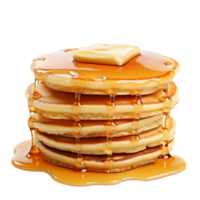 Stack Of Fluffy Pancakes Dripping With Golden Maple Syrup And A Pat Of Butter On Top png