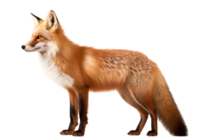 Red Fox Standing On Transparent Background With Soft Fur And Alert Expression Wild Animal Portrait png