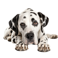 Resting Dalmatian Dog Lying Down And Looking At Camera On Transparent Background png