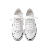 Pair Of White Sneakers With Laces Neatly Tied Viewed From Above On Transparent Background png
