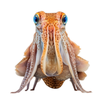 Close-Up Of A Cuttlefish With Blue Eyes And Spotted Skin On Transparent Background png