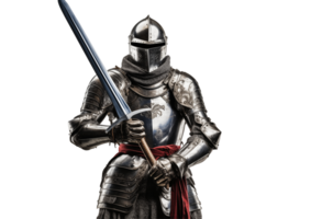 Medieval Knight In Shining Armor Holding A Sword On Transparent Background png