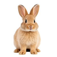 Cute Fluffy Rabbit Sitting On Transparent Background Looking Forward png
