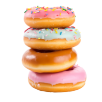 Stack Of Colorful Donuts With Icing And Sprinkles On Transparent Background png