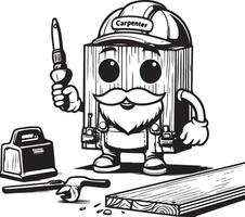 A cartoon character holding a hammer and a screwdriver vector