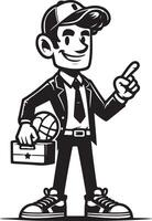 Cartoon man with toolbox and globe vector