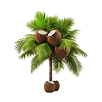 Tall Coconut Palm Tree With Fresh Coconuts And Green Fronds On A Transparent Background png