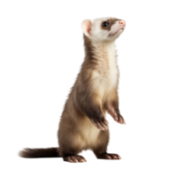 Curious Ferret Standing Upright And Looking Up On White Background png