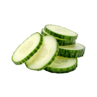 Stack Of Fresh Green Cucumber Slices Isolated On Transparent Background png