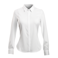 Elegant White Long-Sleeved Button-Up Shirt With Classic Collar Design png