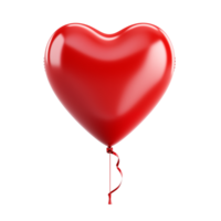 Red Heart-Shaped Balloon With Ribbon String Floating On Transparent Background png