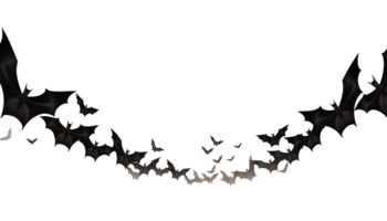 Group Of Flying Bats Silhouetted Against A Transparent Background With Smoky Effects png