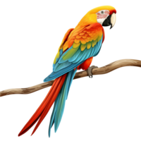 Vibrant Colorful Parrot Sitting On A Branch With Detailed Feathers And Bright Colors png