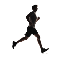 Silhouette Of A Man Running In A Dynamic Pose Isolated On Transparent Background png