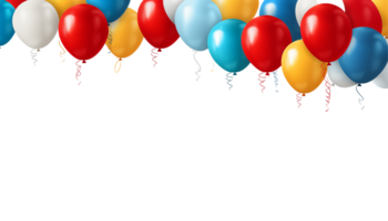 Colorful Party Balloons Floating At The Top With Ribbons Isolated On Transparent Background png