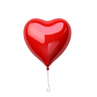 Red Heart-Shaped Balloon Floating With String On Transparent Background png