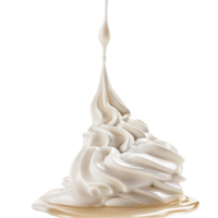 glatt Strudel von ausgepeitscht Sahne Belag mit Sirup Nieselregen auf transparent Hintergrund png
