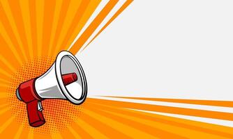 Megaphone pop art illustration. Suitable for announcement and advertisement background. vector