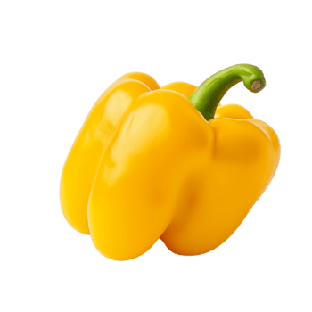 frisch Gelb Glocke Pfeffer mit Grün Stengel isoliert auf transparent Hintergrund png
