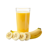 Glass of Banana Juice Isolated on Transparent Background - Fresh Tropical Drink, Healthy Beverage for Nutrition png
