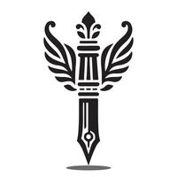 A stylish and modern winged fountain pen silhouette illustration vector