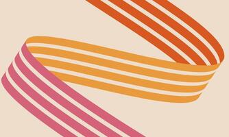 Abstract retro 60-70s design with colorful stripes on beige background. Vintage hippie wallpaper with wavy lines vector