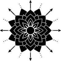 A black and white flower with arrows vector