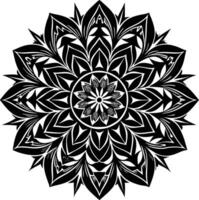 A black and white design with a flower in the center vector