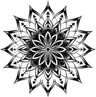 A black and white flower design with a star in the center vector