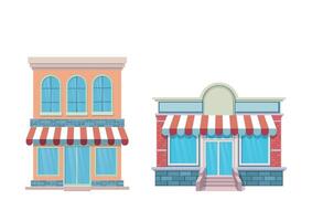 Set of element of store and shop building vector