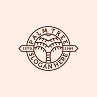 Palm or Coconut Line Art Logo Illustration Design. Modern Creative Line Art Palm Logo Badge Template Design. Palm Tree Illustration Logo Concept. vector