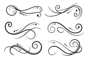A set of black and white swirls vector