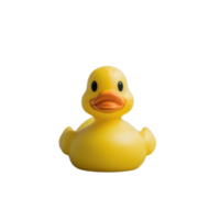Yellow Plastic duck toy for bath room front view isolate on transparency background png