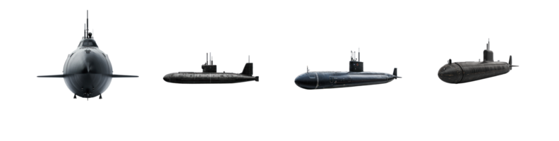Submarine front view isolate on transparency background png