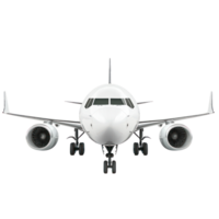 3D Passenger Airliner front view isolate on transparency background png