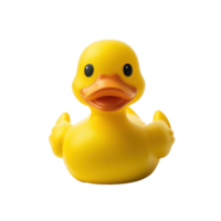 Yellow Plastic duck toy for bath room front view isolate on transparency background png