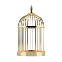3D Empty gold Birdcage side view isolate on transparency background png