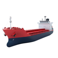 3D Cargo ship side view isolate on transparency background png