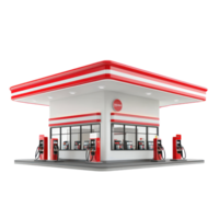 3D gas station front view isolate on transparency background png