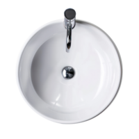 modern white basin with chrome faucet top view isolate on transparency background png
