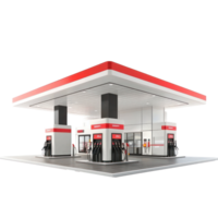 3D gas station front view isolate on transparency background png