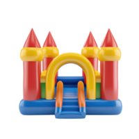 A bouncy castle with a slide and a castle png