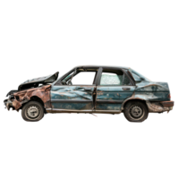 Broken car side view isolate on transparency background png
