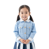 Smiling little girl wearing layer uniform standing front view isolate on transparency background png