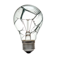 broken light bulb front view isolate on transparency background png