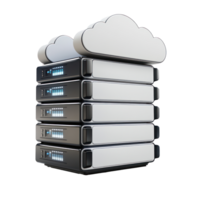 3D Digital cloud and database storage front view isolate on transparency background png