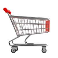 3d vuoto shopping carrello lato Visualizza isolato su trasparenza sfondo png
